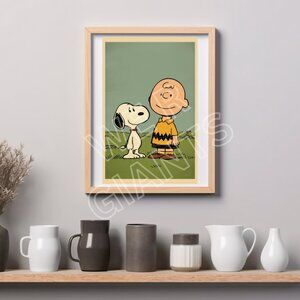 Vintage Looking Snoopy And Charlie Brown Art Print 11x17 Art Print